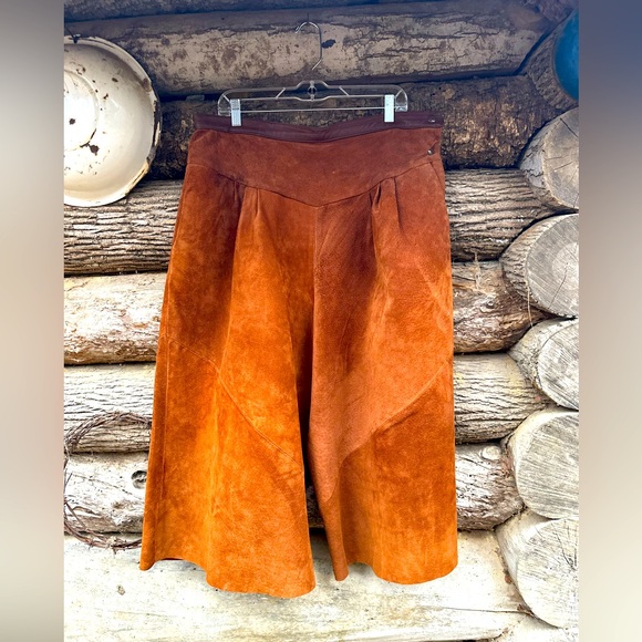Vintage Jon Lawrence leather suede wide leg Gaucho size 18 - Picture 2 of 6